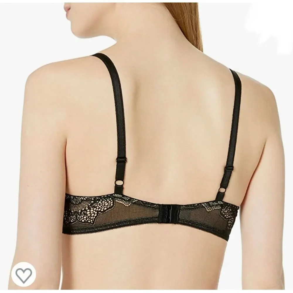 Wacoal Take The Plunge Underwire Bra Black Lace 34 DD New